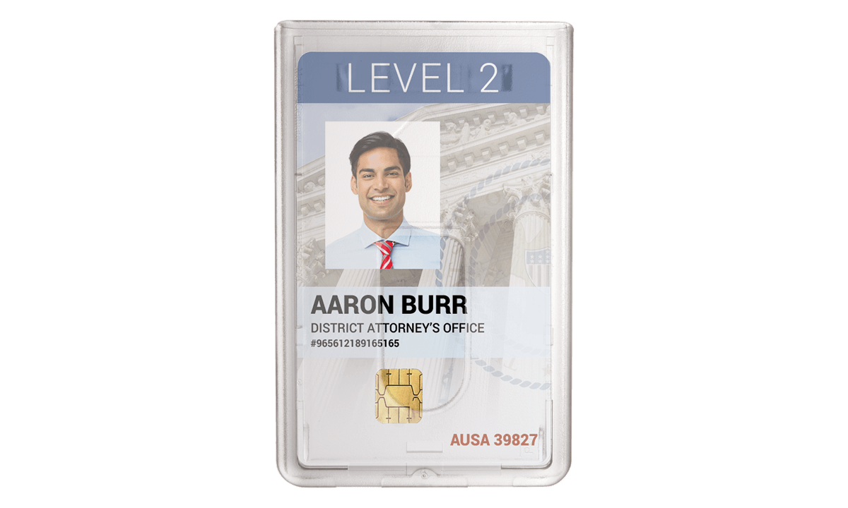 Fester vertikaler Premium-Einfach-Kartenhalter mit Daumenkerbe