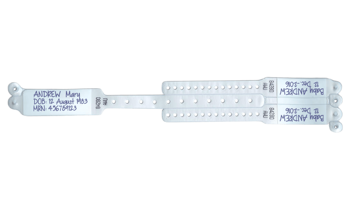 Direkt beschreibbare Speedi-Print-Armbänder – 1 Armband für Erwachsene und 2 Armbänder für Kinder