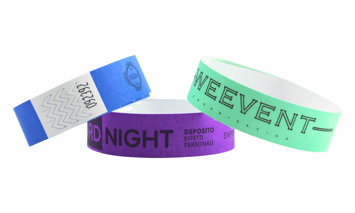 Personalisierte Tyvek-Armbänder, 19 mm, schwarzer Druck